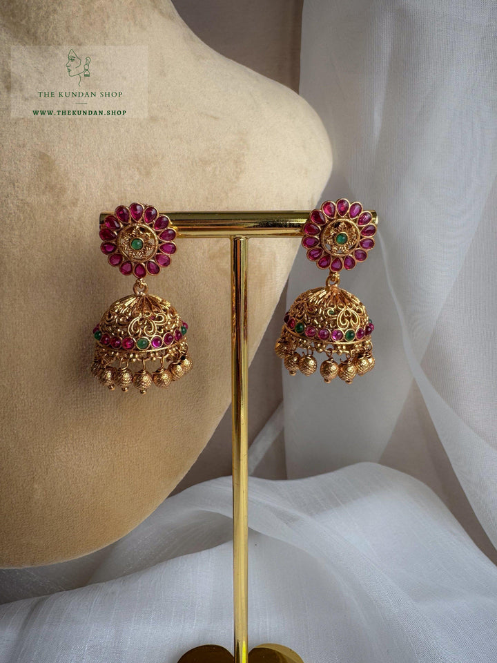 Polished Moornis in Antique // Pink Necklace Sets THE KUNDAN SHOP 