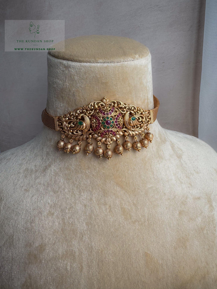 Polished Moornis in Antique // Pink Necklace Sets THE KUNDAN SHOP 
