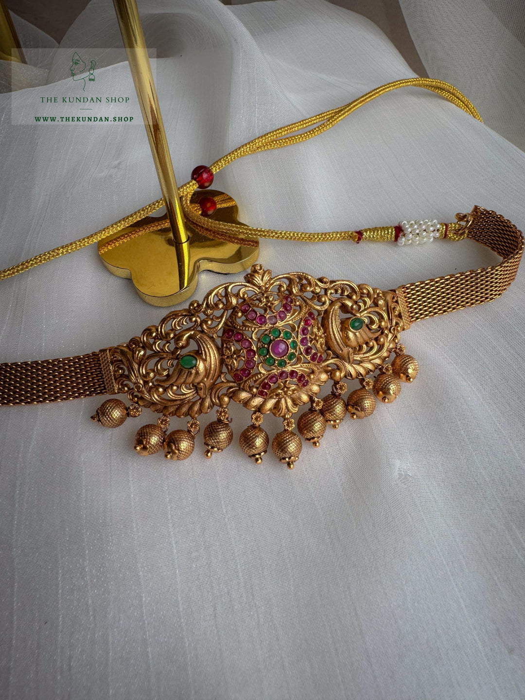 Polished Moornis in Antique // Pink Necklace Sets THE KUNDAN SHOP 