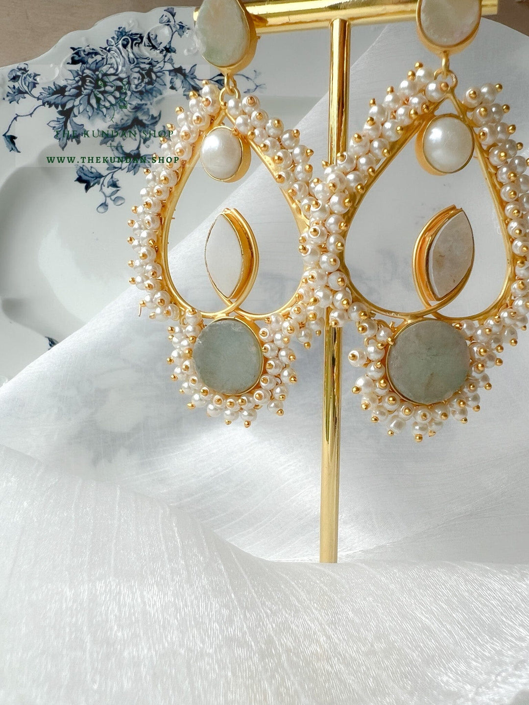 Phrased In Pearl Cluster Earrings THE KUNDAN SHOP 