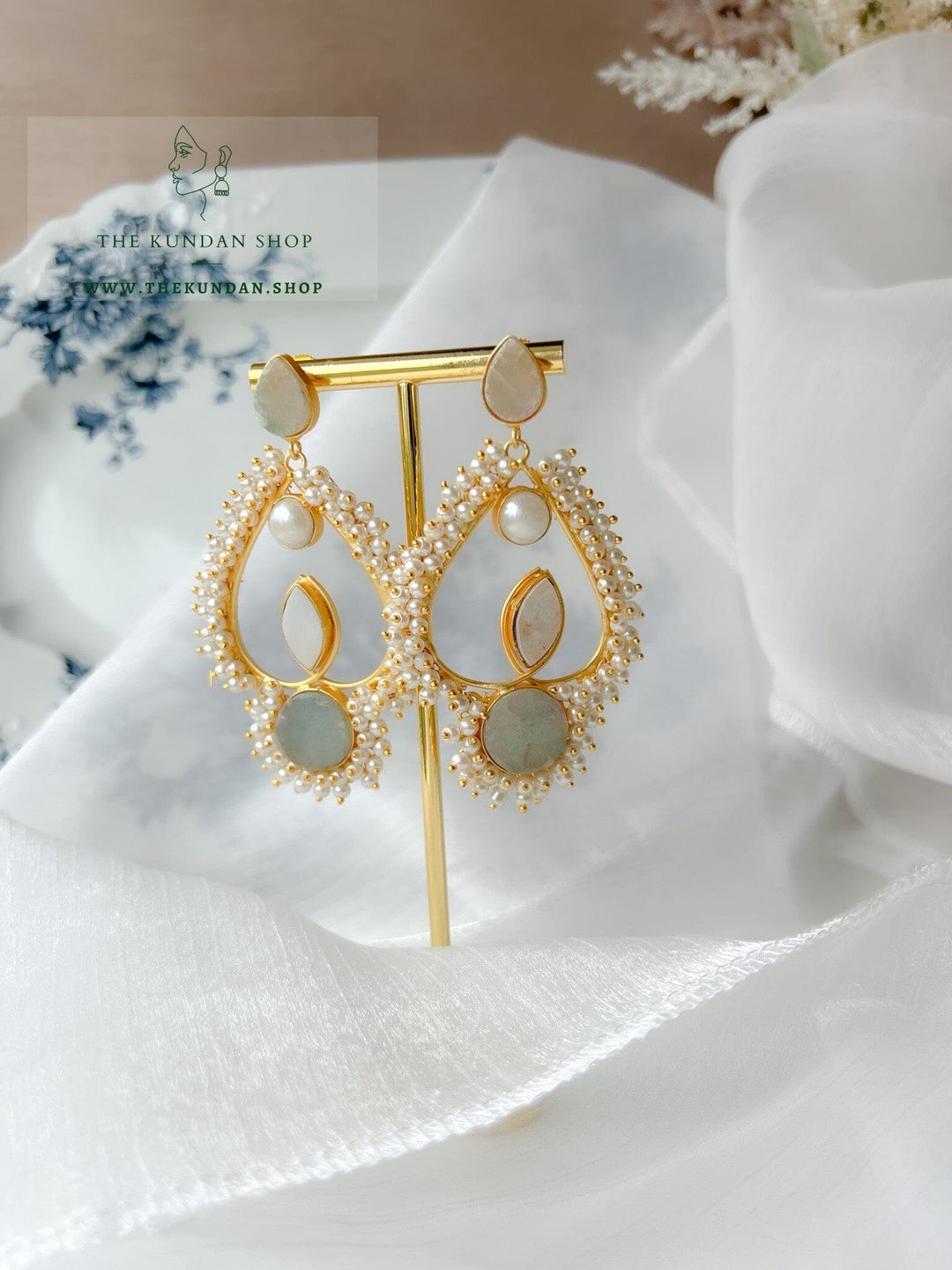Phrased In Pearl Cluster Earrings THE KUNDAN SHOP 