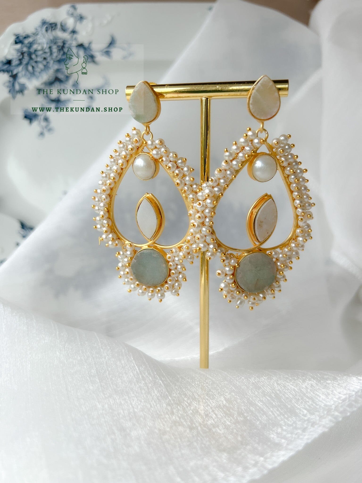 Phrased In Pearl Cluster Earrings THE KUNDAN SHOP 