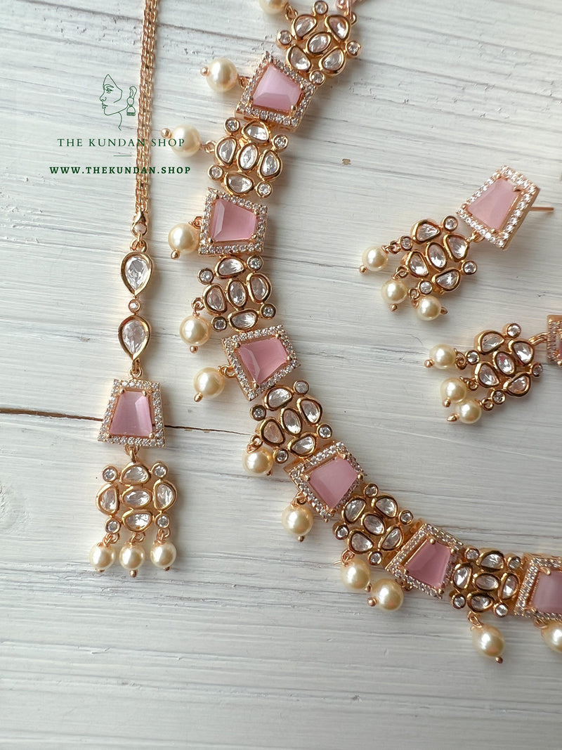 Straight Forward in Pink Necklace Sets THE KUNDAN SHOP 