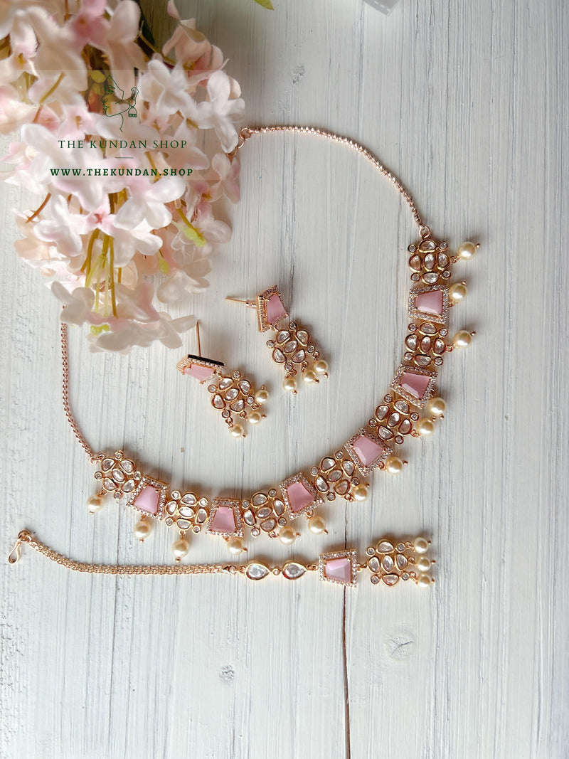 Straight Forward in Pink Necklace Sets THE KUNDAN SHOP 