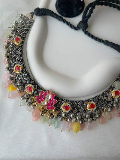 Impossible in Pink & Pastels // Oxidized Silver Necklace Sets THE KUNDAN SHOP 