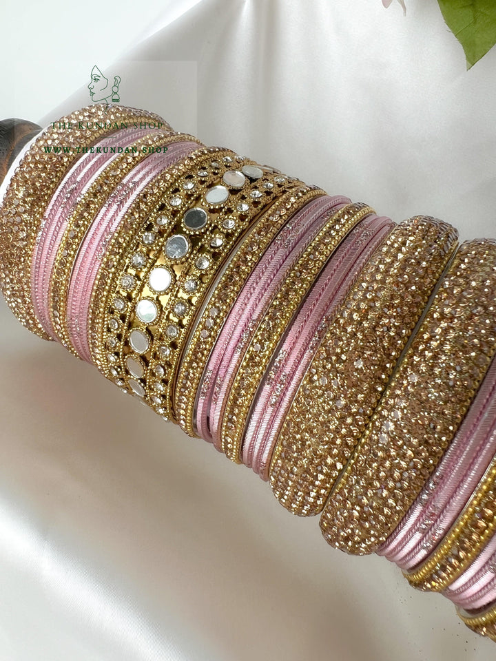 Round Sheesha Bangles in Pink Bangles THE KUNDAN SHOP 