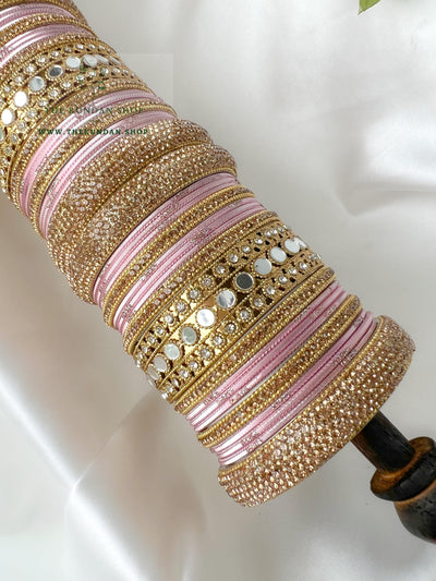 Round Sheesha Bangles in Pink Bangles THE KUNDAN SHOP 