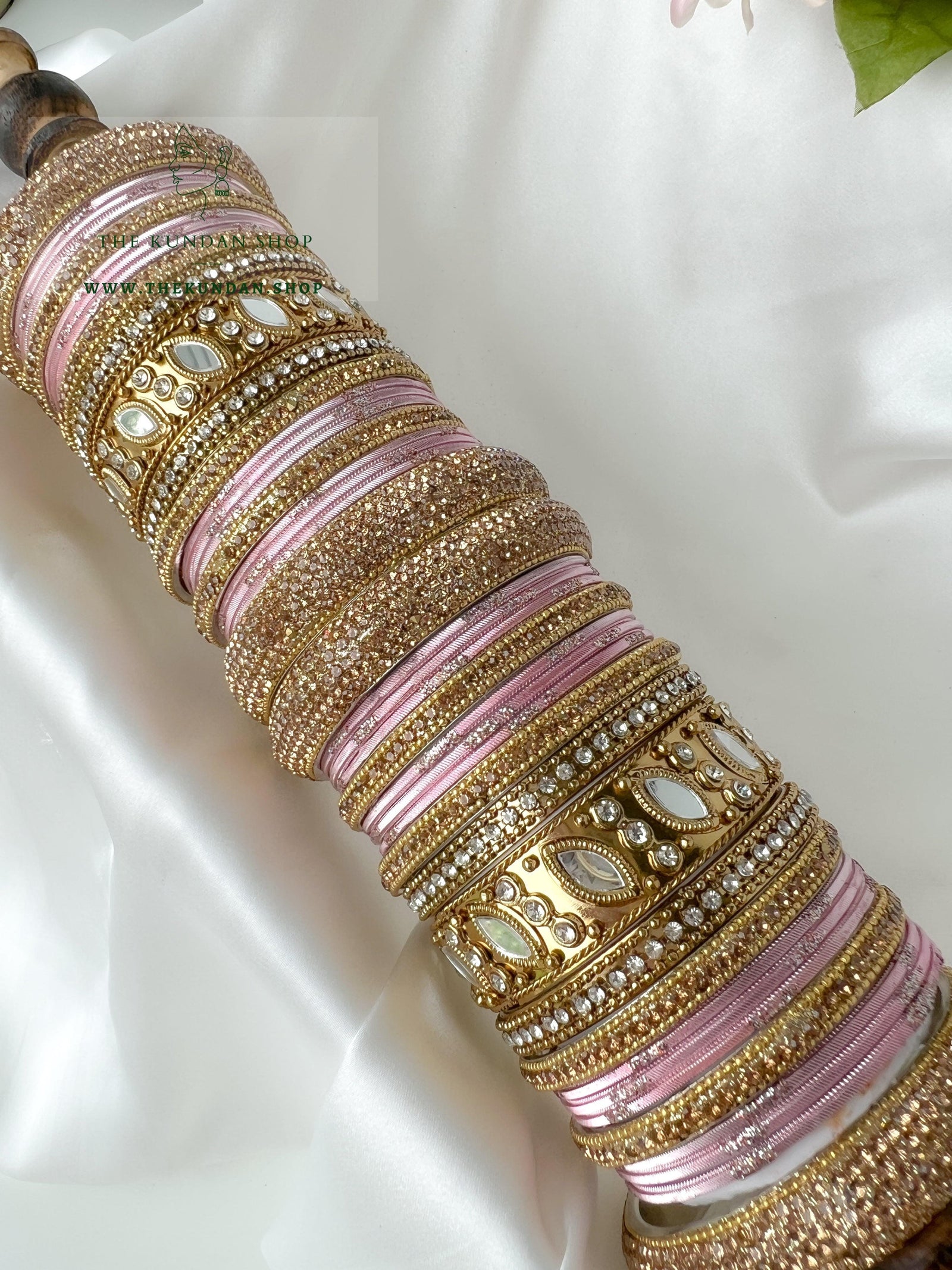 Marquee Sheesha Bangles in Pink Bangles THE KUNDAN SHOP 