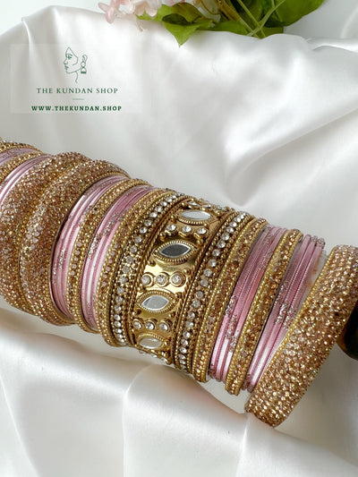 Marquee Sheesha Bangles in Pink Bangles THE KUNDAN SHOP 