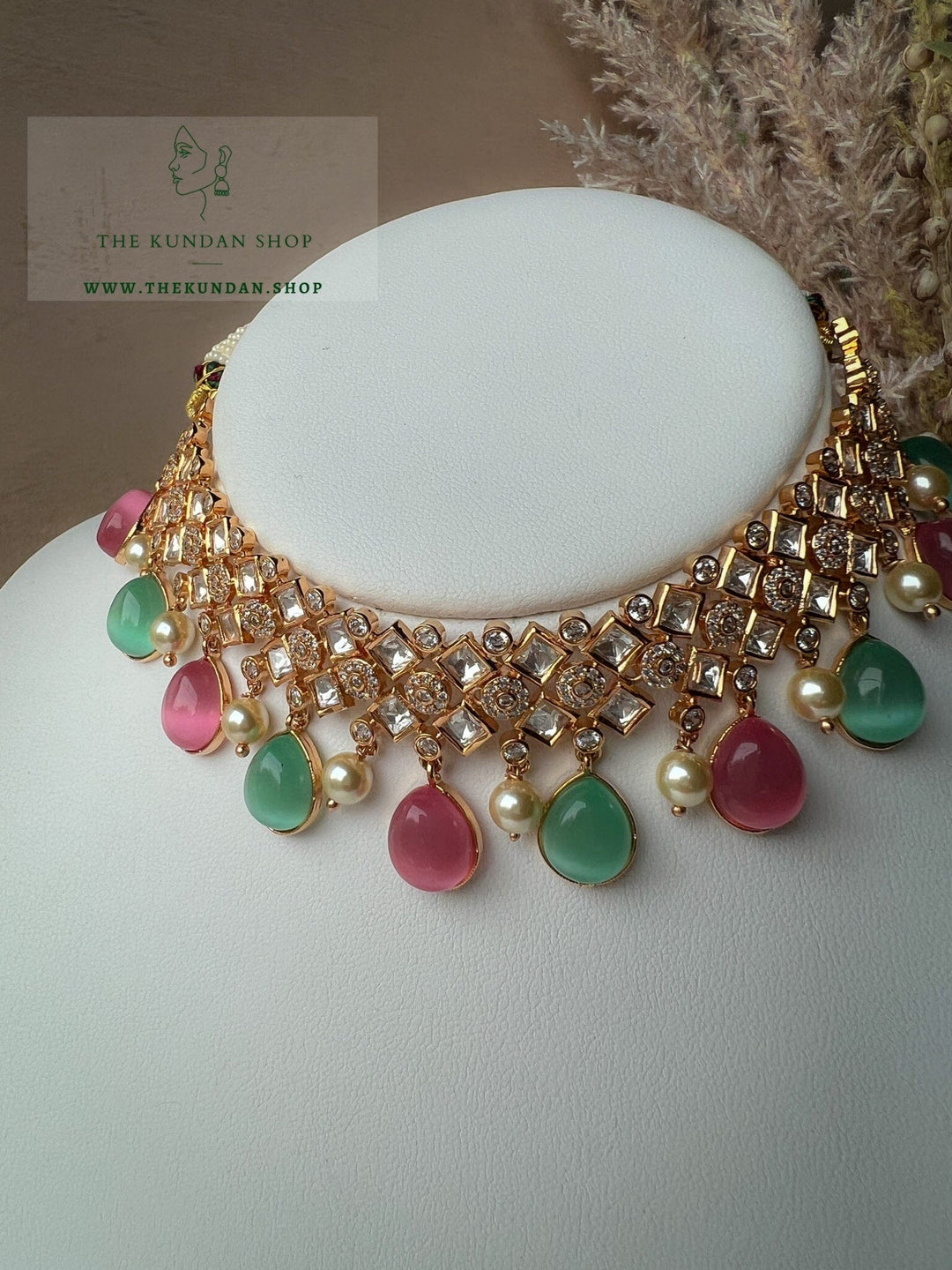 Spirited Kundan in Pink & Mint Necklace Sets THE KUNDAN SHOP 