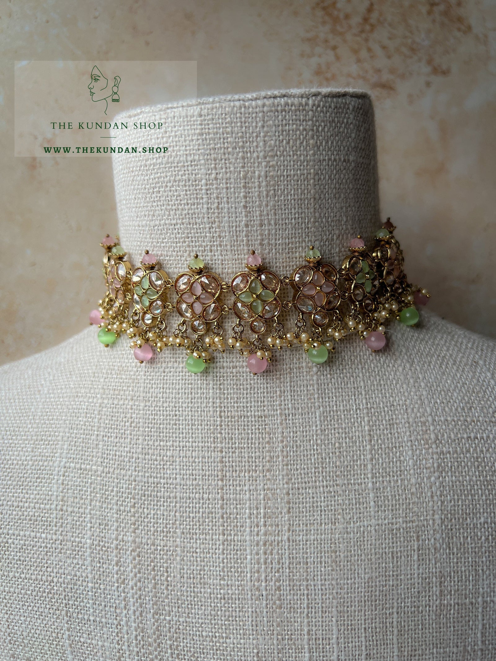 Rescued Floral in Pink & Mint Necklace Sets THE KUNDAN SHOP 