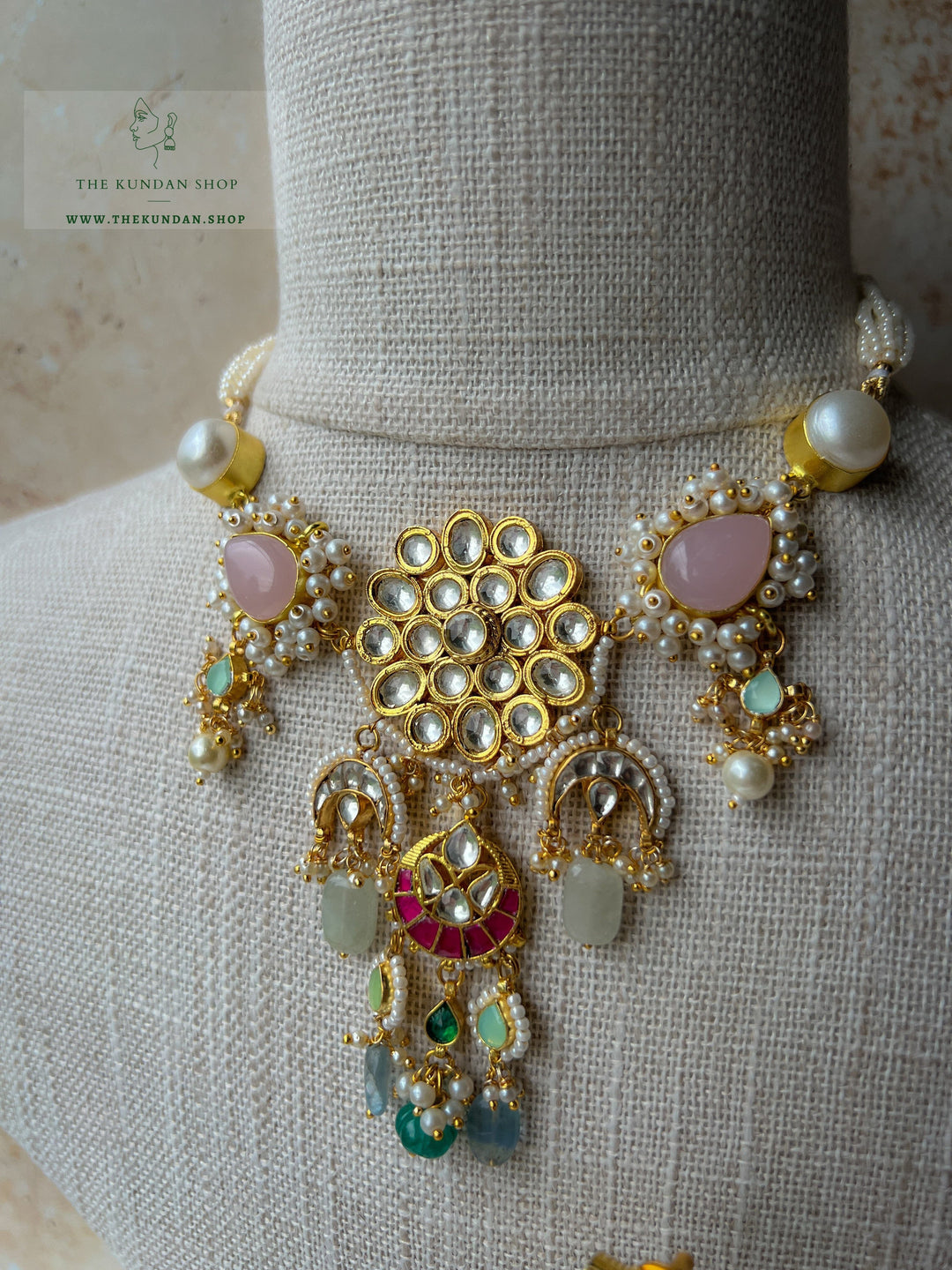 Good Reason in Pink & Mint Necklace Sets THE KUNDAN SHOP 