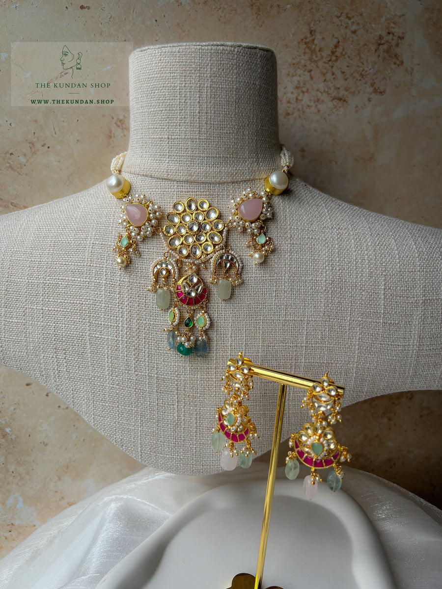 Good Reason in Pink & Mint Necklace Sets THE KUNDAN SHOP 