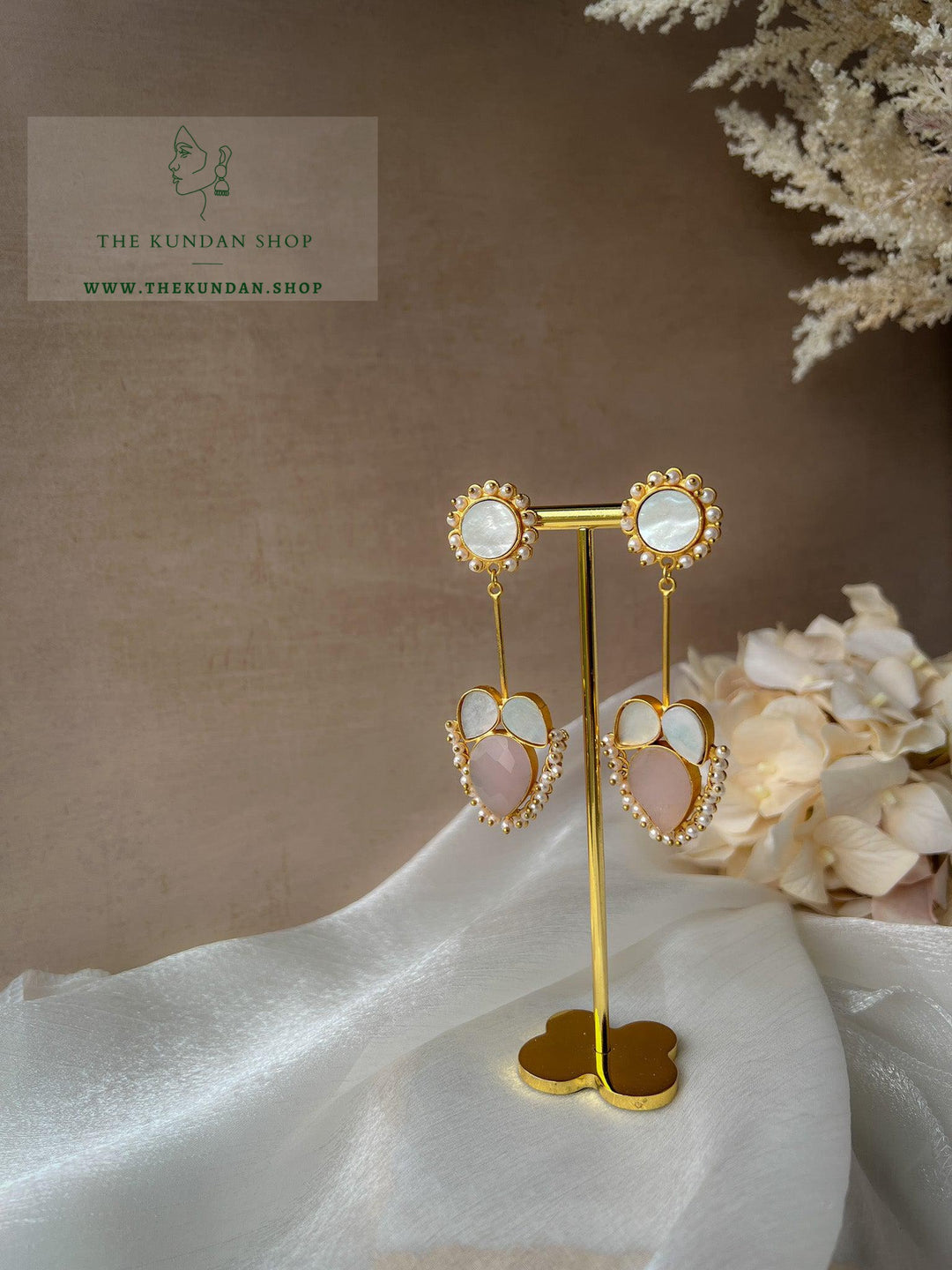 Secrets in Mother of Pearl Earrings THE KUNDAN SHOP Pink 