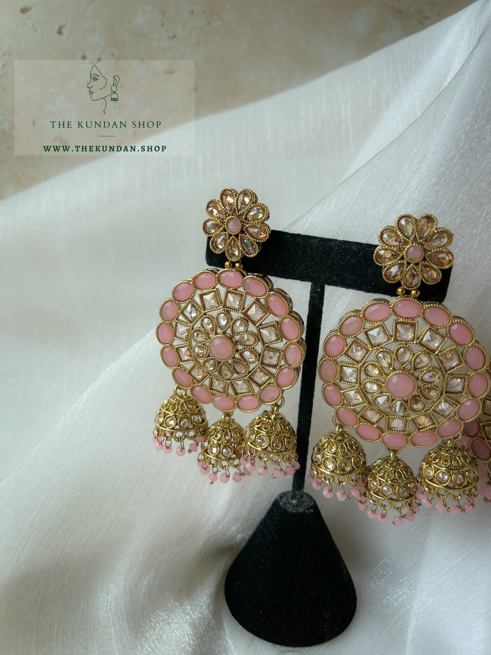 Willing in Pink Earrings + Tikka THE KUNDAN SHOP 