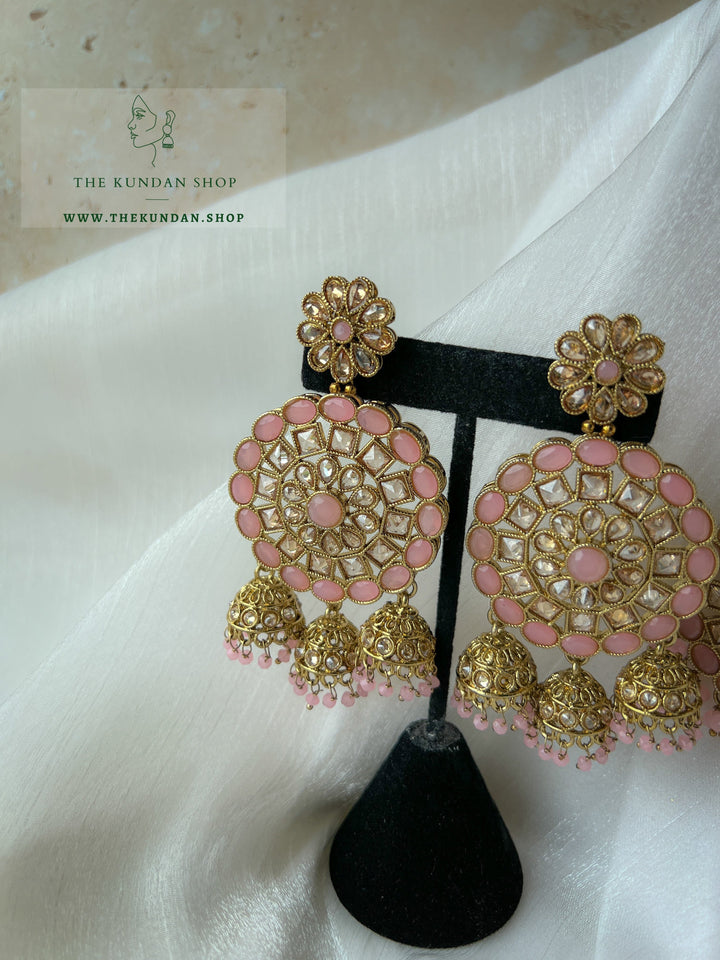 Willing in Pink Earrings + Tikka THE KUNDAN SHOP 