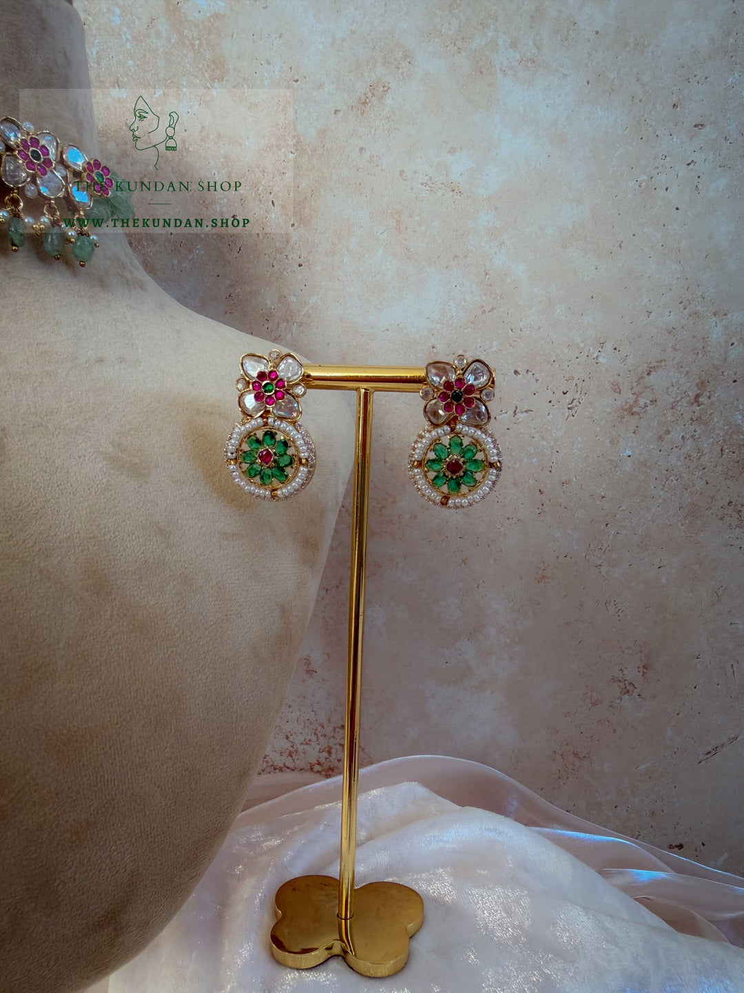 Dainty Petals in Pink &amp; Mint Necklace Sets THE KUNDAN SHOP 