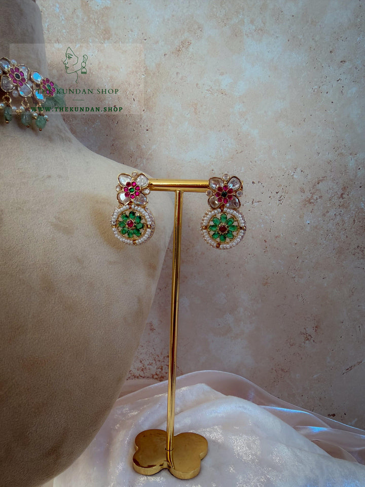 Dainty Petals in Pink &amp; Mint Necklace Sets THE KUNDAN SHOP 