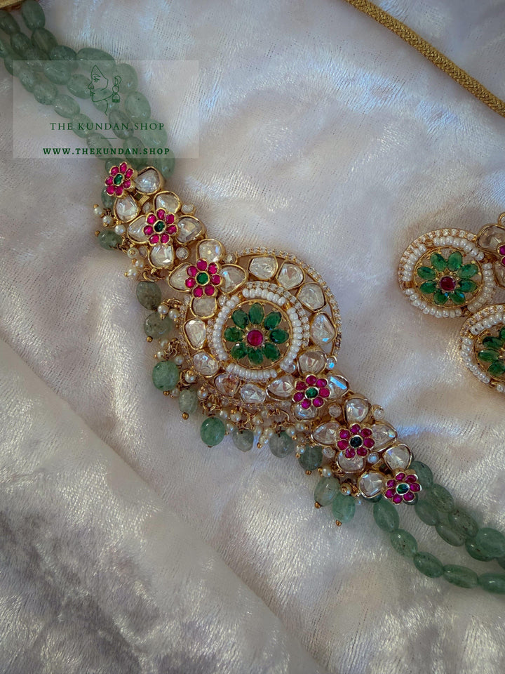 Dainty Petals in Pink &amp; Mint Necklace Sets THE KUNDAN SHOP 