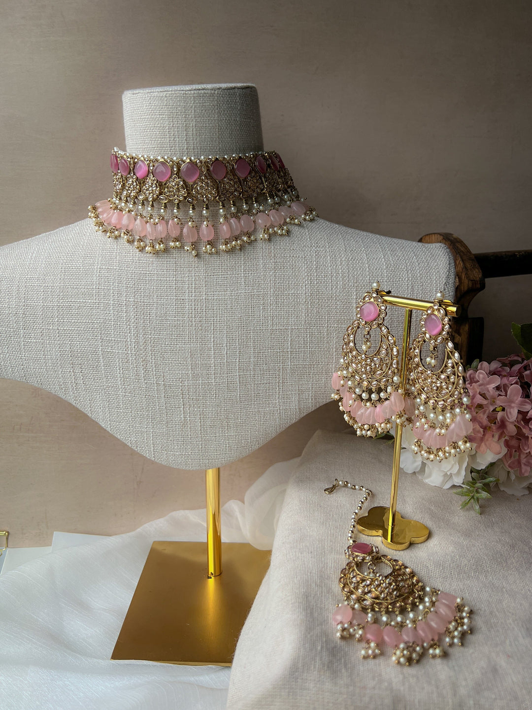 Fall Apart in Pink Necklace Sets THE KUNDAN SHOP 