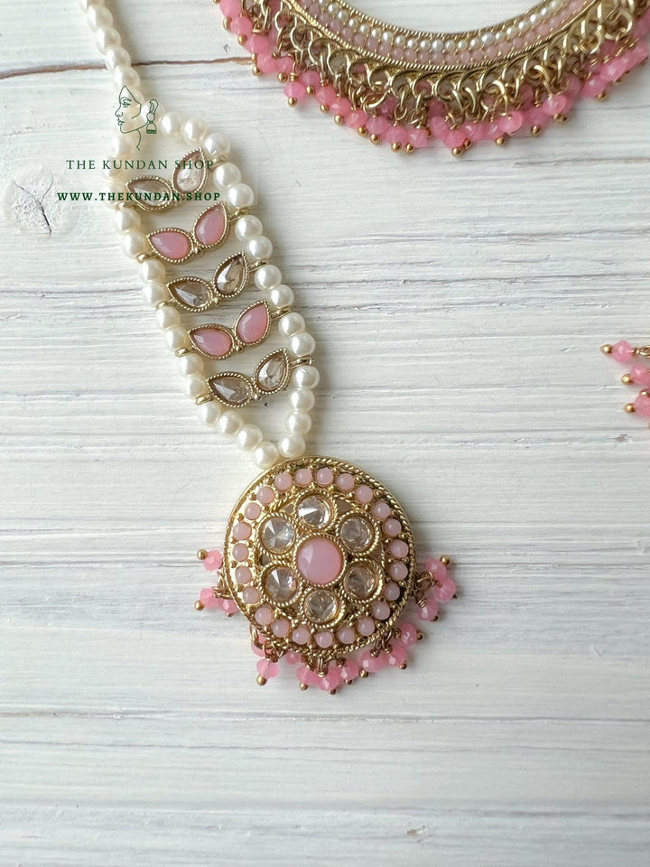 Ardent in Pink Earrings + Tikka THE KUNDAN SHOP 