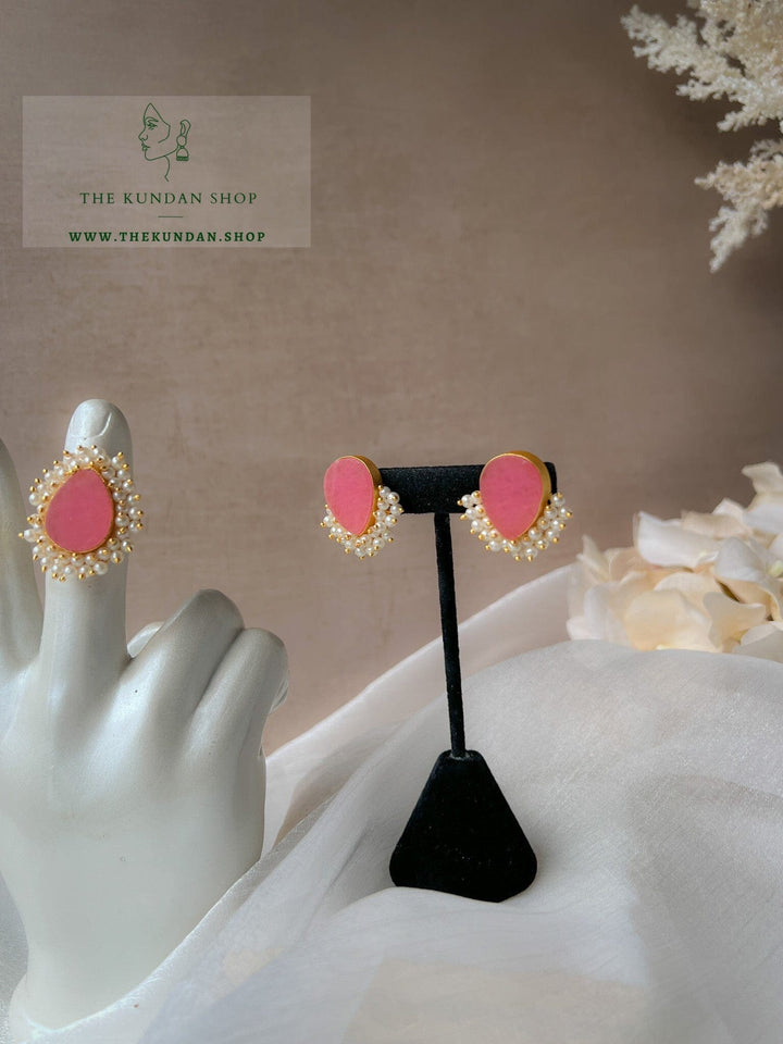 Catching Pearls // Earrings & Ring Earrings THE KUNDAN SHOP Pink 