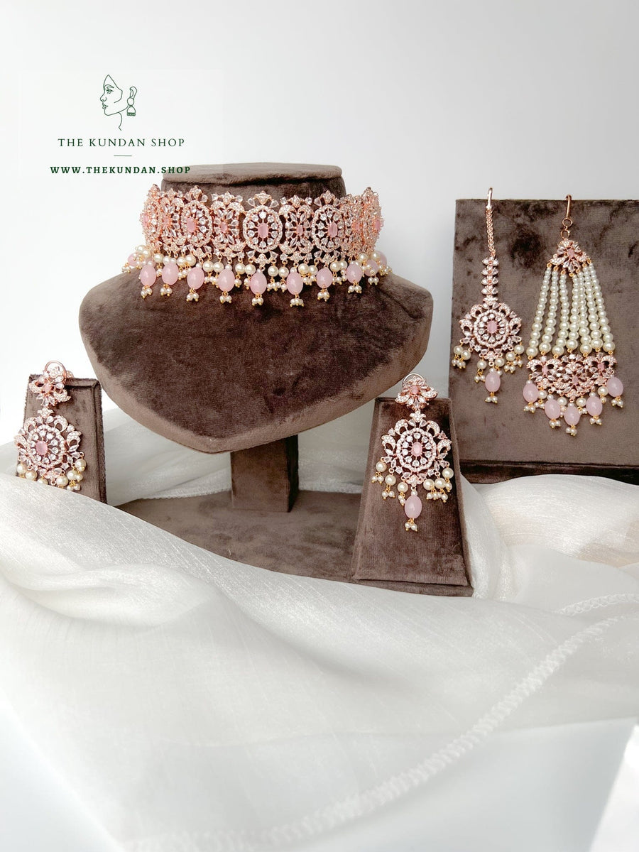 Beauties in Rose Gold & Pink Necklace Sets THE KUNDAN SHOP 