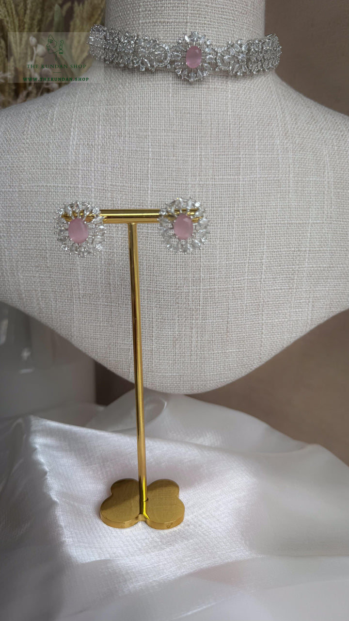 Aurora in Silver // Pink Necklace Sets THE KUNDAN SHOP 