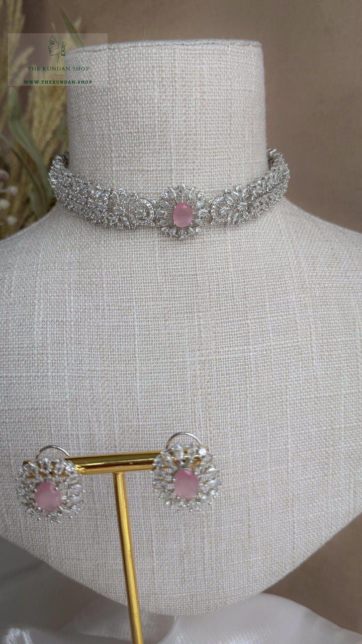 Aurora in Silver // Pink Necklace Sets THE KUNDAN SHOP 