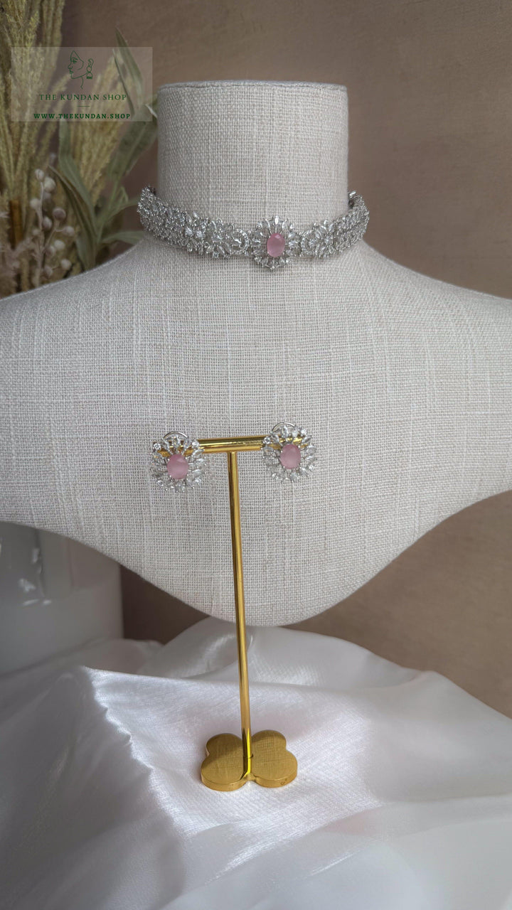 Aurora in Silver // Pink Necklace Sets THE KUNDAN SHOP 