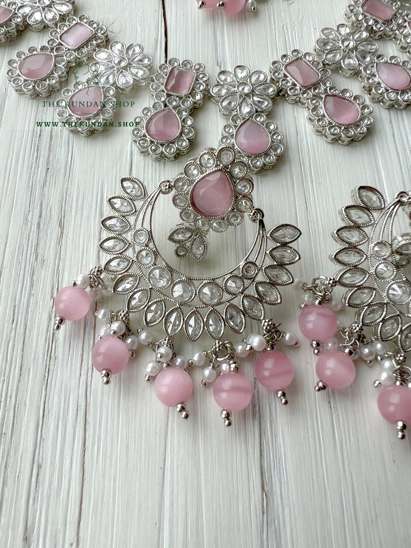 Heavenly Silver in Pink Necklace Sets THE KUNDAN SHOP 