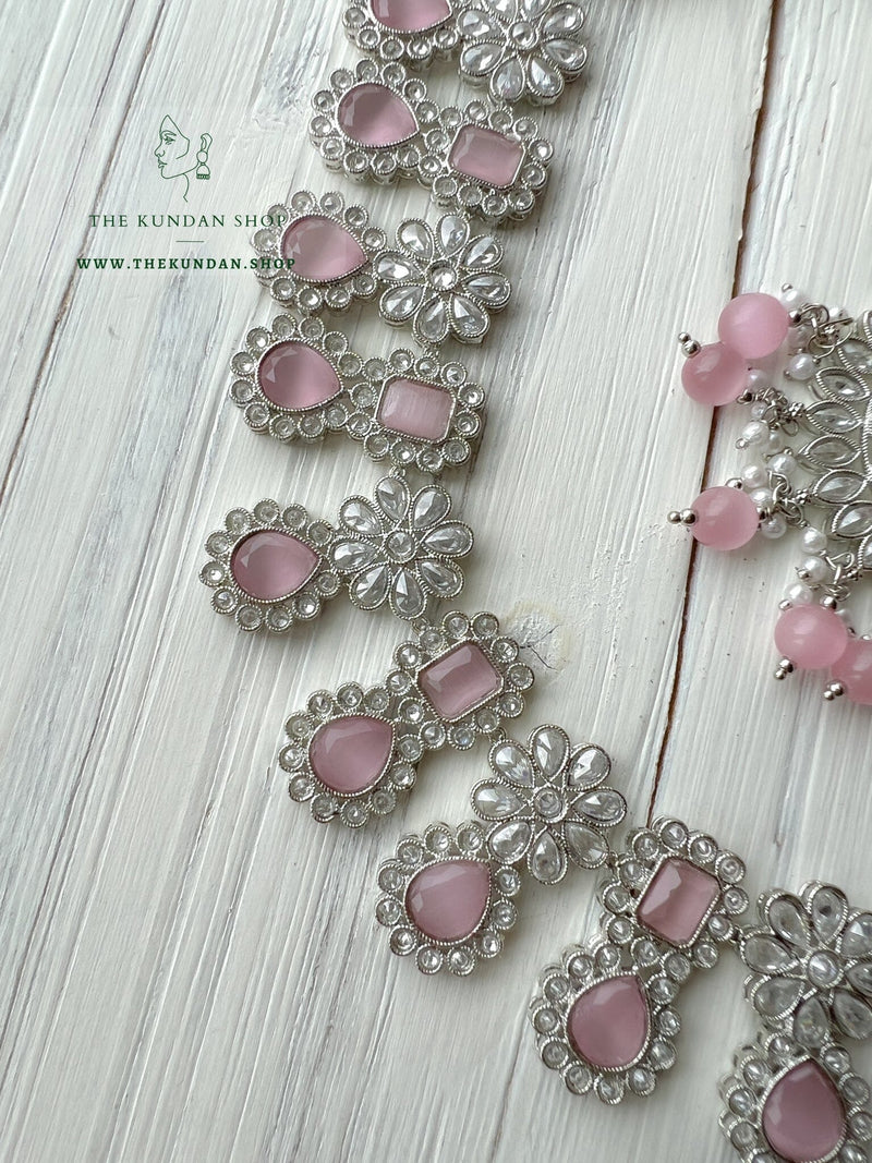 Heavenly Silver in Pink Necklace Sets THE KUNDAN SHOP 