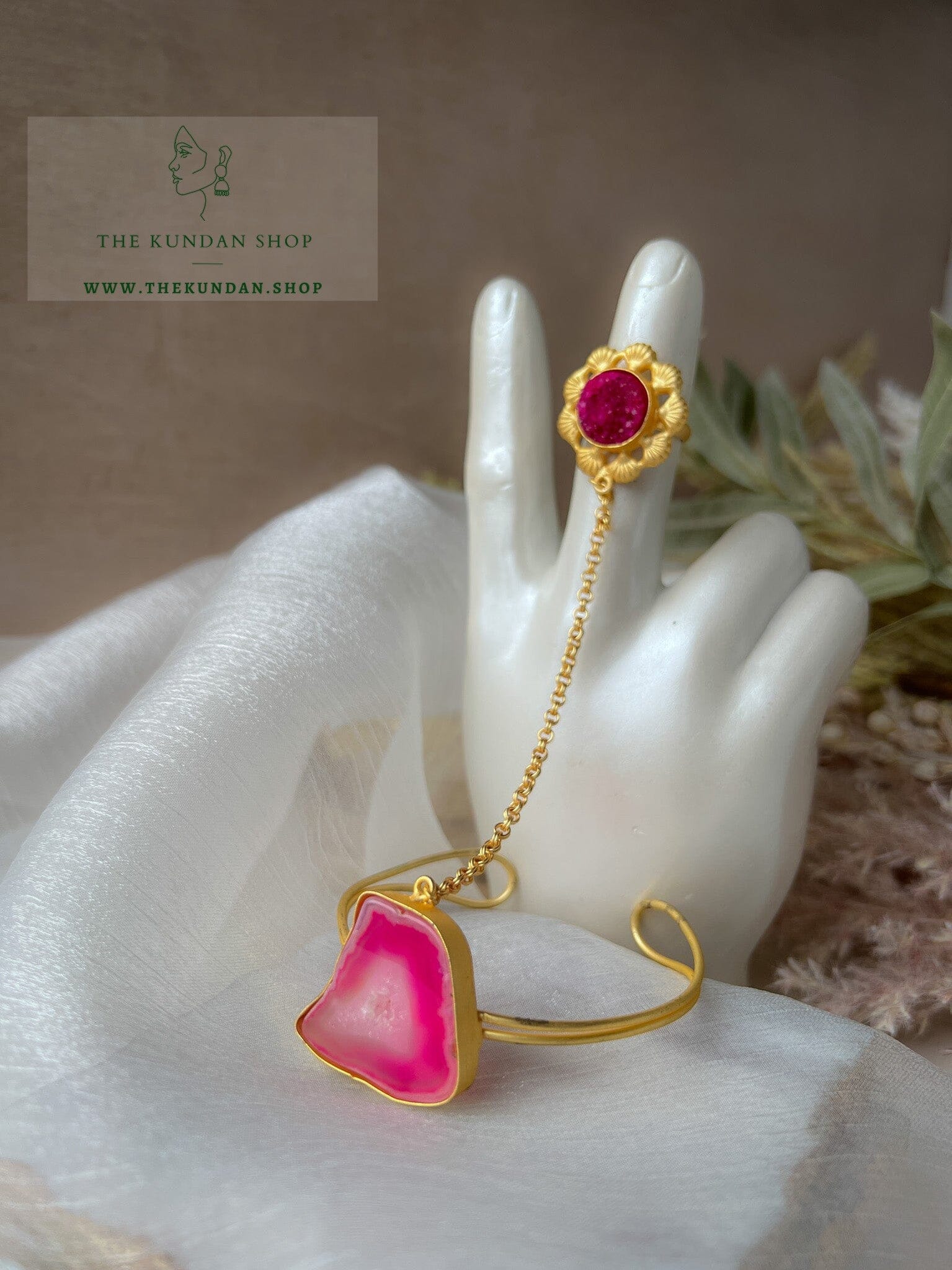Stones in Pink // Bracelet + Ring Combo Bangles THE KUNDAN SHOP 
