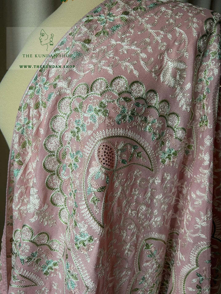 White Threads & Pastels in Pink Dupatta THE KUNDAN SHOP 