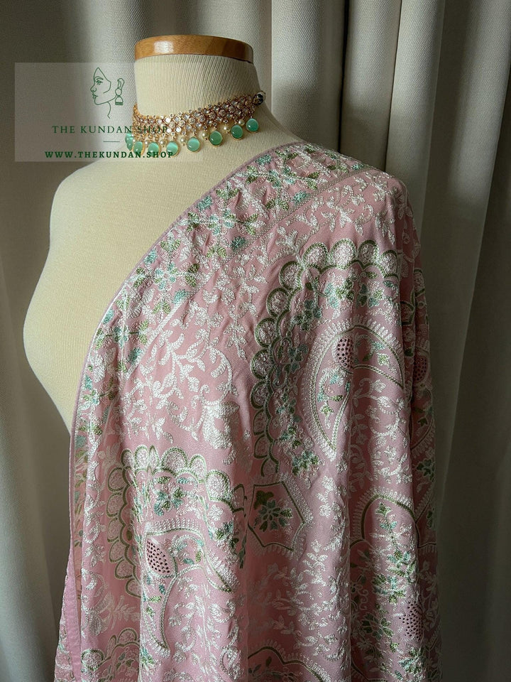 White Threads & Pastels in Pink Dupatta THE KUNDAN SHOP 