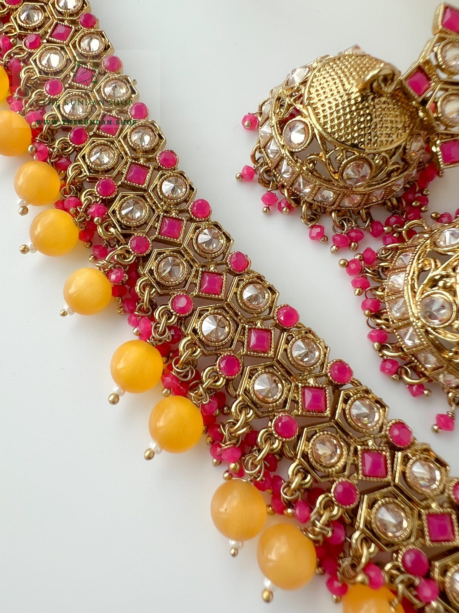 Keeper in Pink & Yellow Necklace Sets THE KUNDAN SHOP 