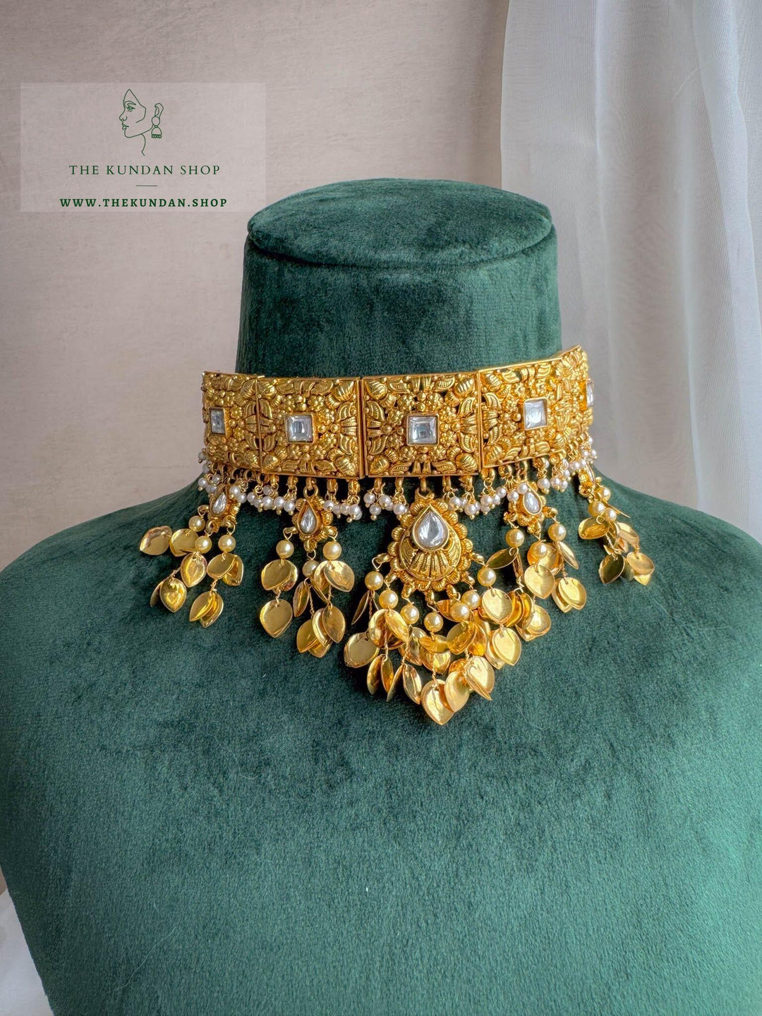 Implicate Pippal Patti in Golden Necklace Sets THE KUNDAN SHOP 
