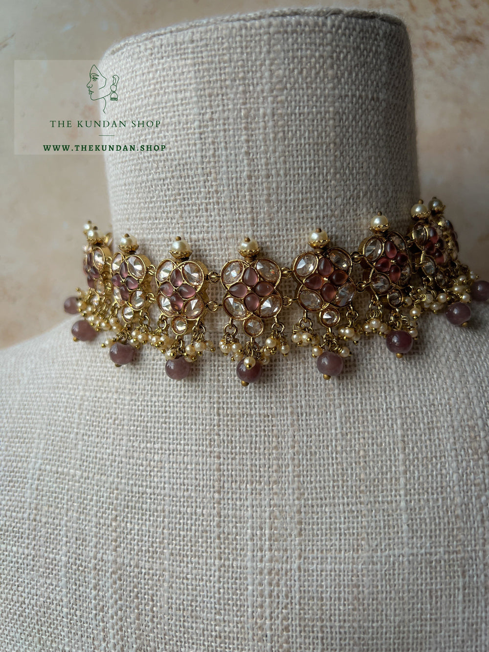 Rescued Floral in Plum Purple Necklace Sets THE KUNDAN SHOP 