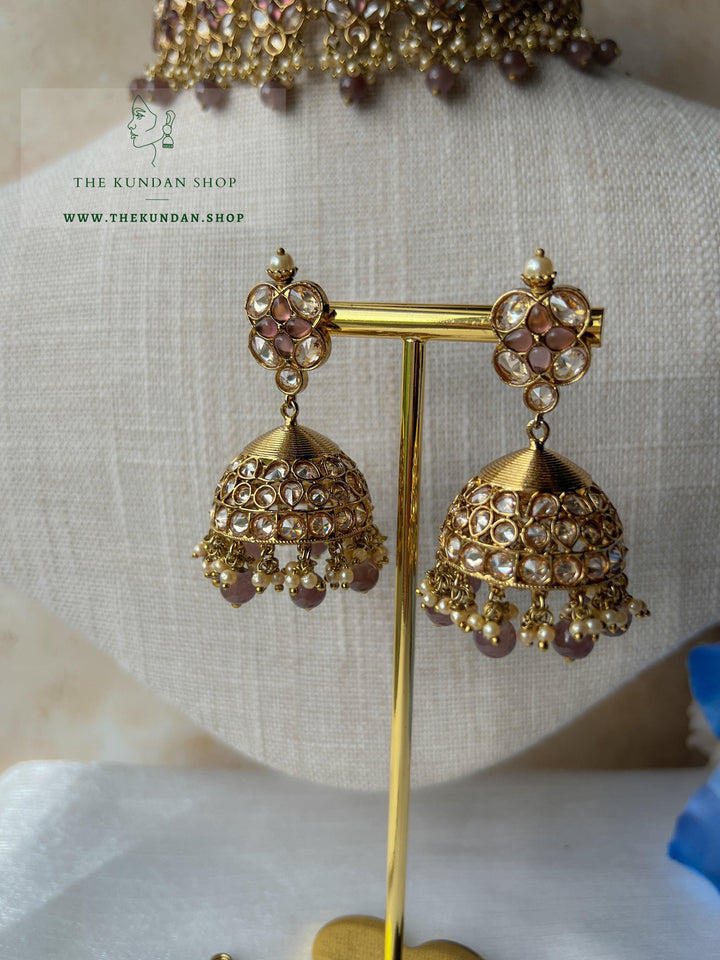 Rescued Floral in Plum Purple Necklace Sets THE KUNDAN SHOP 
