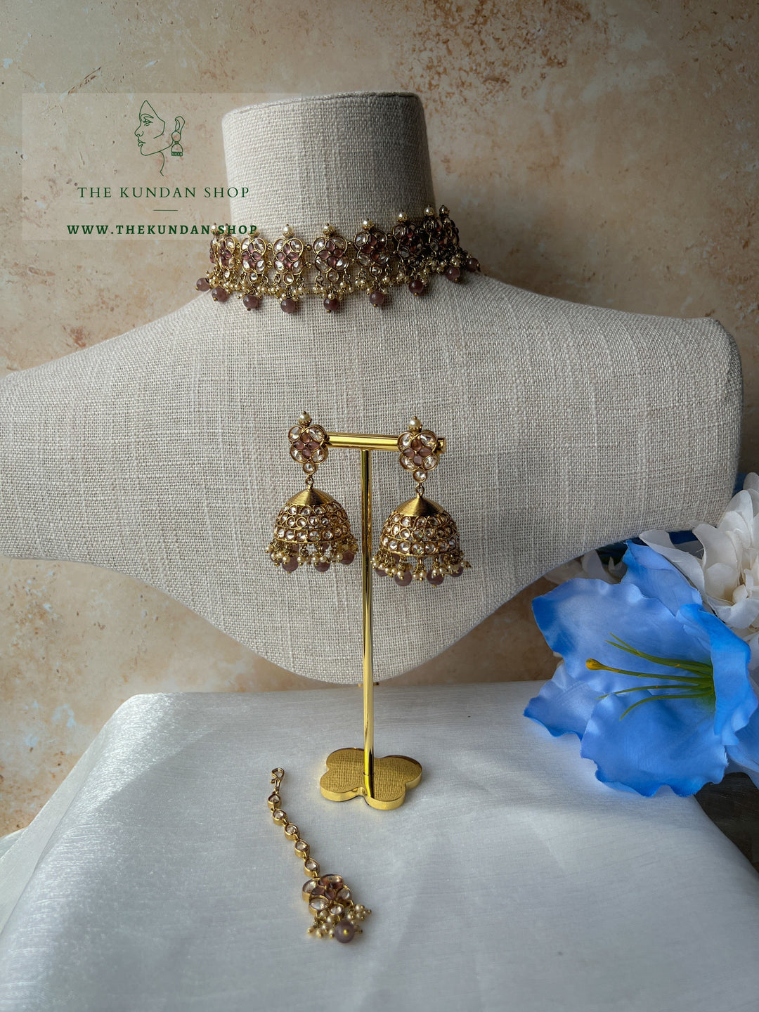 Rescued Floral in Plum Purple Necklace Sets THE KUNDAN SHOP 
