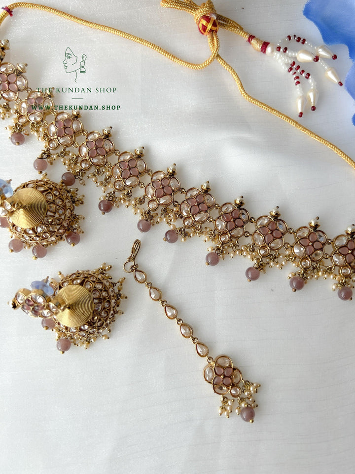 Rescued Floral in Plum Purple Necklace Sets THE KUNDAN SHOP 