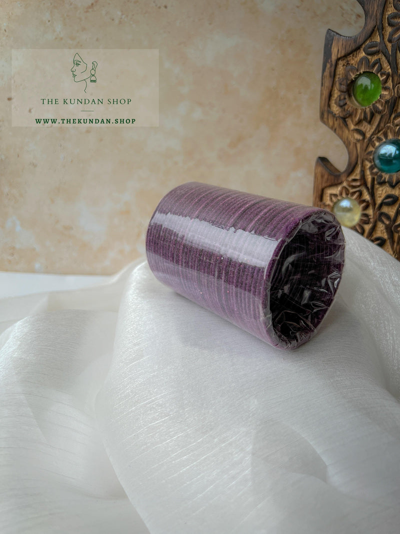 Velvet Bangles in Plum Purple Bangles THE KUNDAN SHOP 