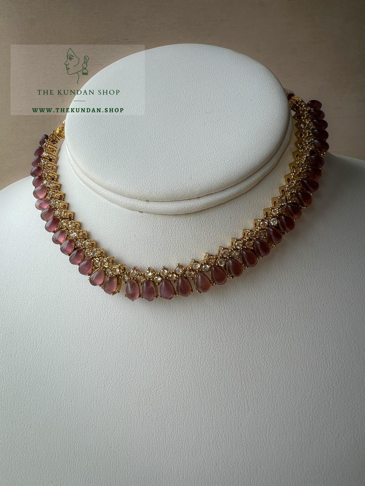 Nominal Polki in Plum Purple Necklace Sets THE KUNDAN SHOP 