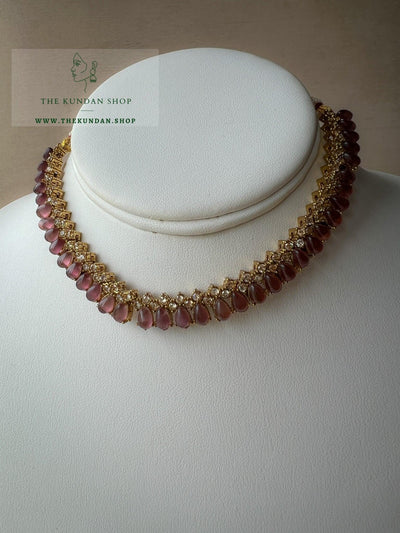 Nominal Polki in Plum Purple Necklace Sets THE KUNDAN SHOP 