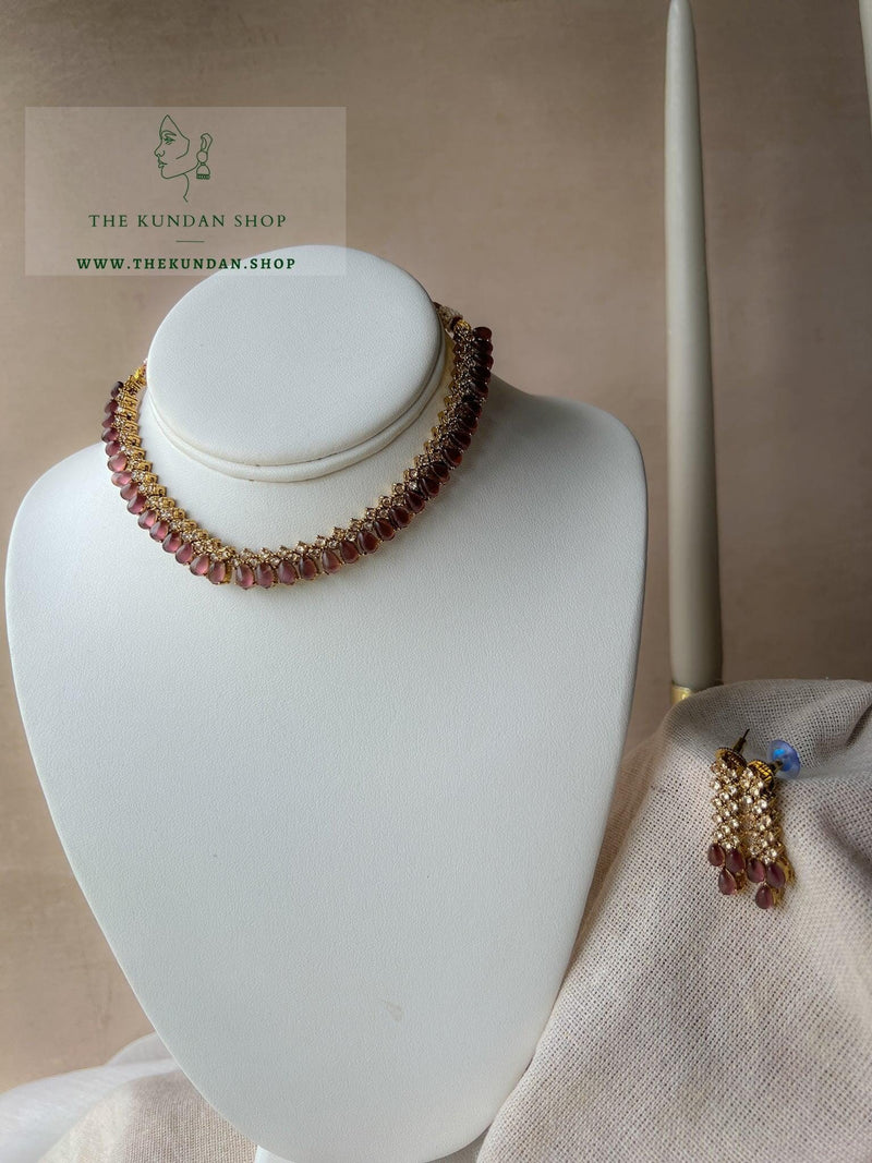 Nominal Polki in Plum Purple Necklace Sets THE KUNDAN SHOP 