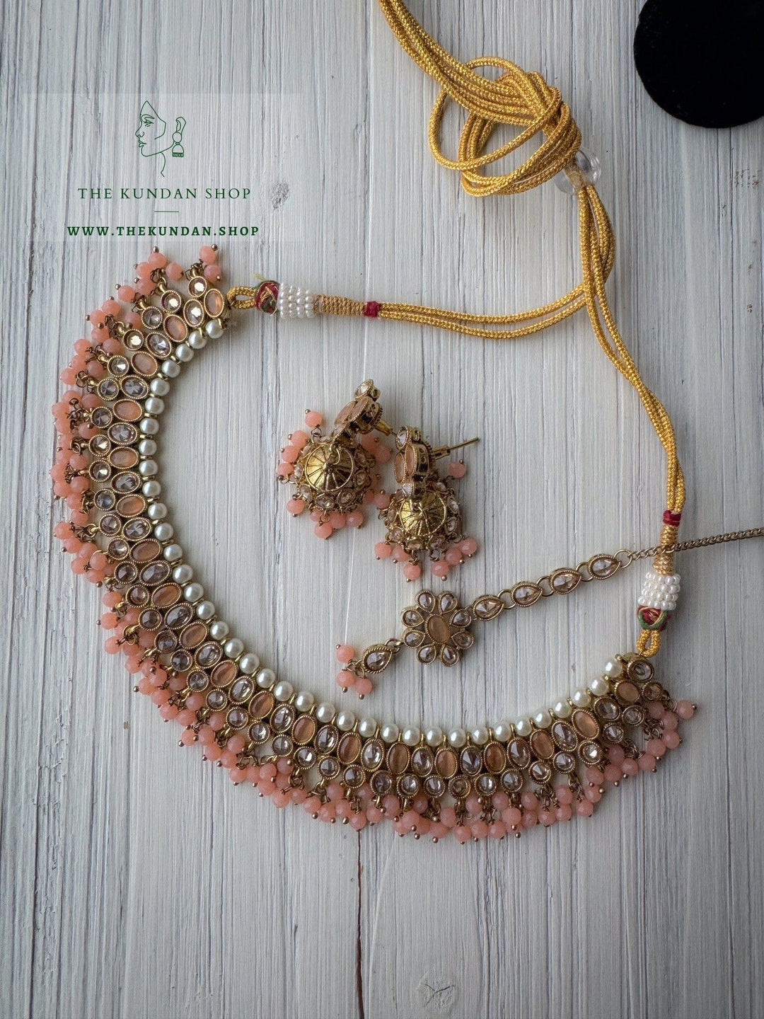 Staying Within Necklace Sets THE KUNDAN SHOP Peach 