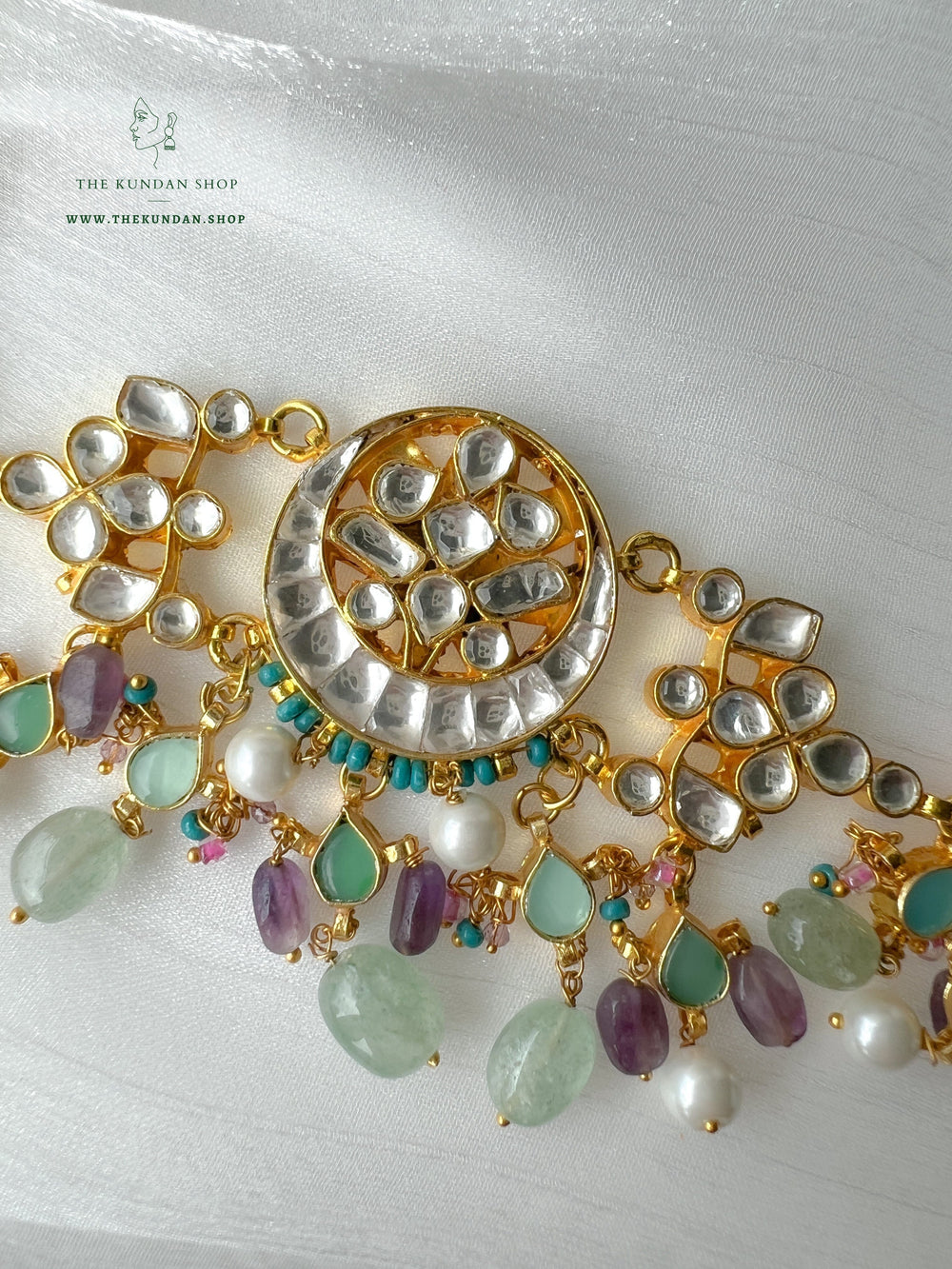 Memorized in Purple & Sage Necklace Sets THE KUNDAN SHOP 