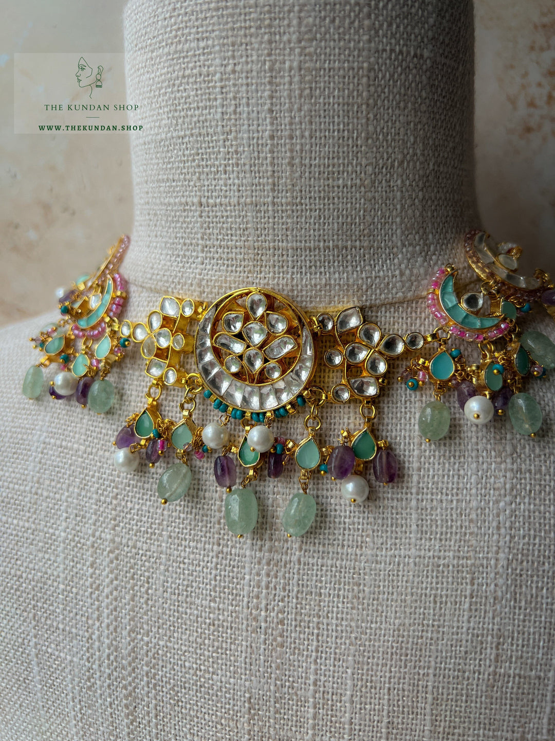 Memorized in Purple & Sage Necklace Sets THE KUNDAN SHOP 
