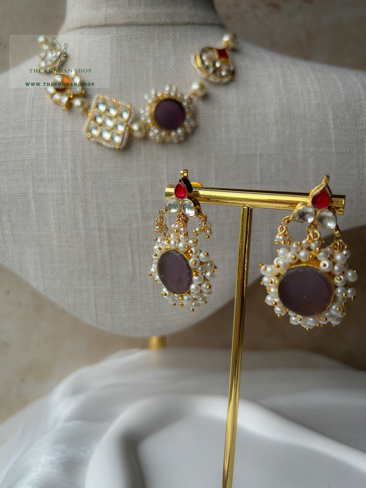 Lost in Grey Purple Necklace Sets THE KUNDAN SHOP 