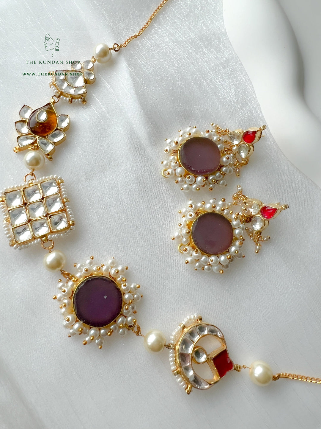 Lost in Grey Purple Necklace Sets THE KUNDAN SHOP 